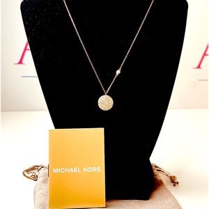 MICHAEL KORS BRILLIANCE PAVE ROSE GOLD PENDANT NECKLACE